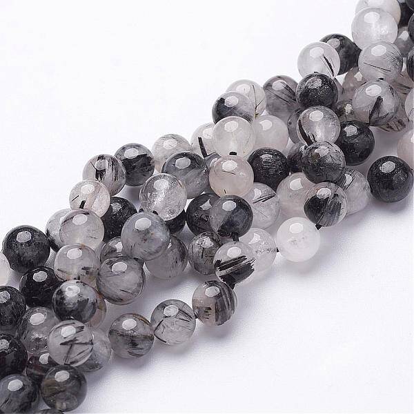 Natural Black Rutilated Quartz Beads Strands