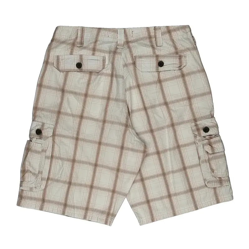 Lee Checked Cargo Shorts - 32W 11L Beige Cotton | Size: 32″ waist