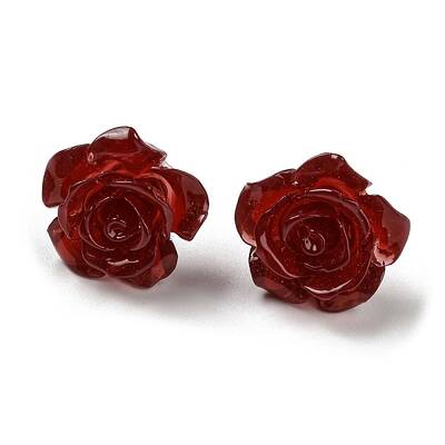 Resin Rose Flower Stud Earrings with 316 Stainless Steel Pins