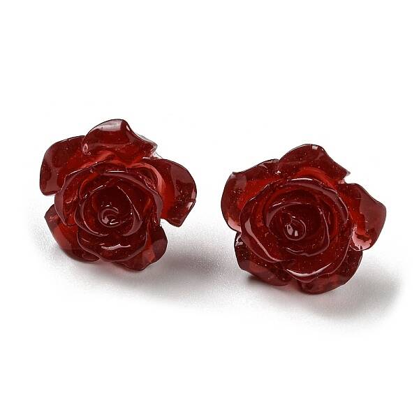 Resin Rose Flower Stud Earrings with 316 Stainless Steel Pins