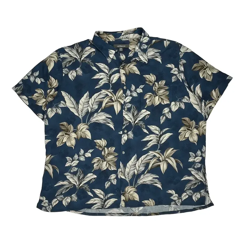 Croft & Barrow Hawaiian Shirt - 2XL Blue Cotton