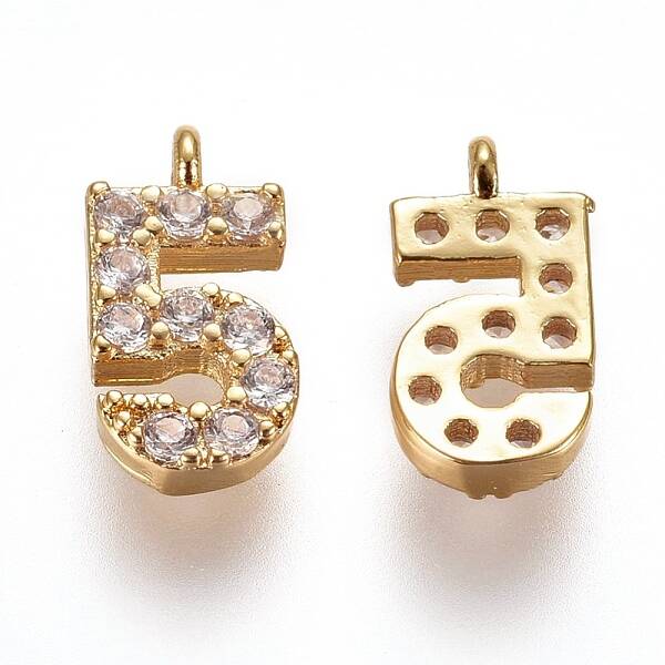 Brass Micro Pave Clear Cubic Zirconia Charms