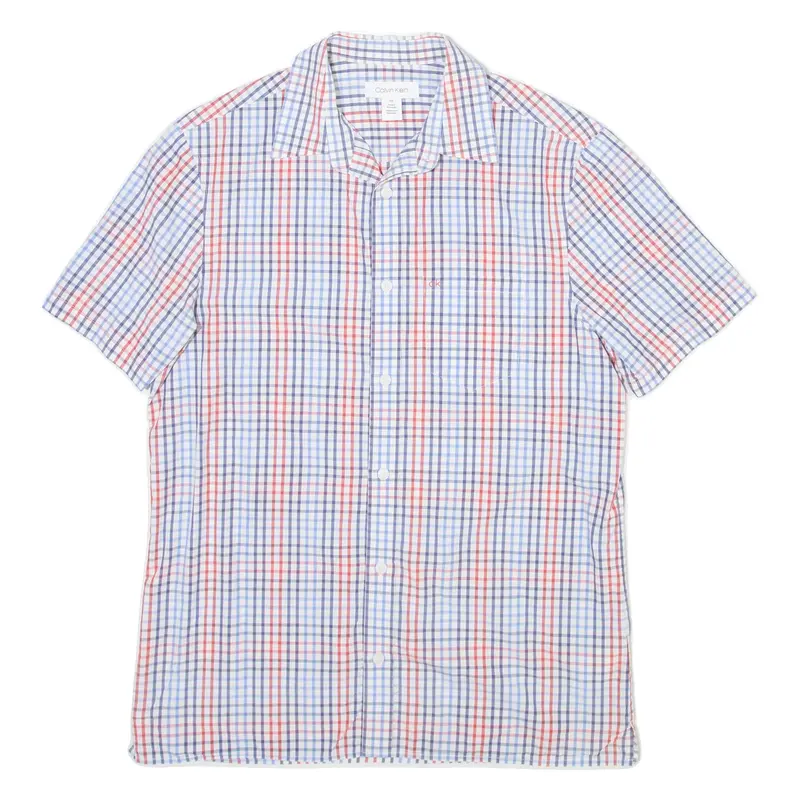 CALVIN KLEIN Mens Shirt White Check S