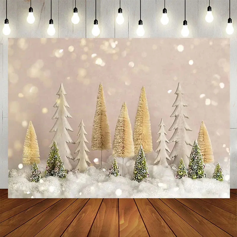 Glitter Little Snowy Xmas Tree Bokeh Party Backdrop - Aperturee