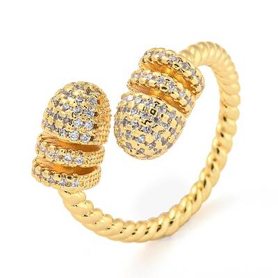 Brass Micro Pave Cubic Zirconia Open Finger Ring