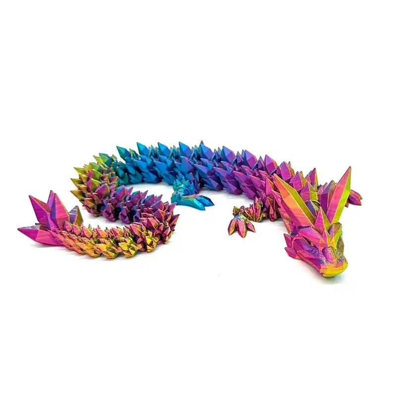 Crystal Dragon Figure-Colorful-3d printed- Decoration-21in long- Multicolor-Articulating- Gift- Decor fidget toy Ornaments Ch...