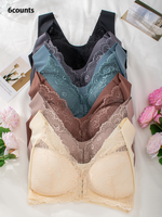 6-Packs Women's soft lace bra with underwires for seamless support for everyday comfort, adjustable straps with bow detailing...
