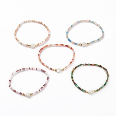 Faceted Rondelle Glass Beads Stretch Bracelets