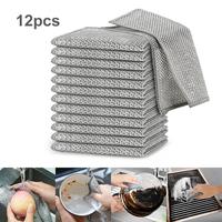 12 Pack Stainless Steel Scrubber, Non-Scratch Heavy-Duty Dish Cleaning Cloth, Reusable Metallic Fiber Scrubber for Kitchen, D...