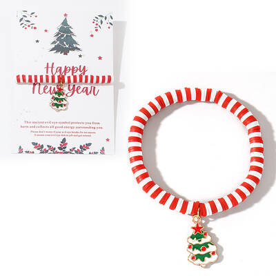 Elegant Christmas Handmade Polymer Clay Heishi Beaded Stretch Bracelets