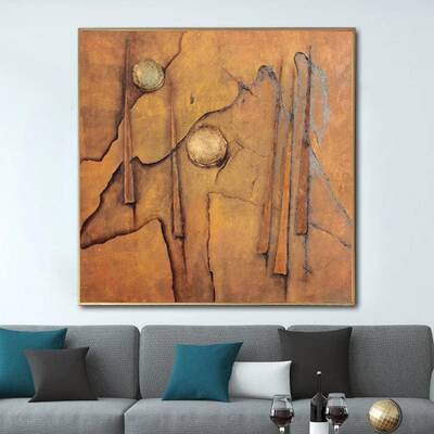 Large Abstract Gold Paintings On Canvas Original Acrylic Painting Creative Geometric Art Textured Hand Painted Art | CLARITY