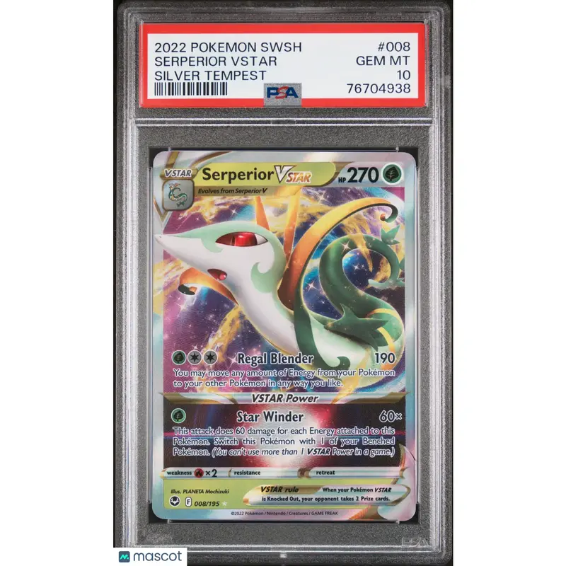 PSA 2022 Pokémon Serperior Vstar #008 Silver Tempest Full Art 10 Graded Card
