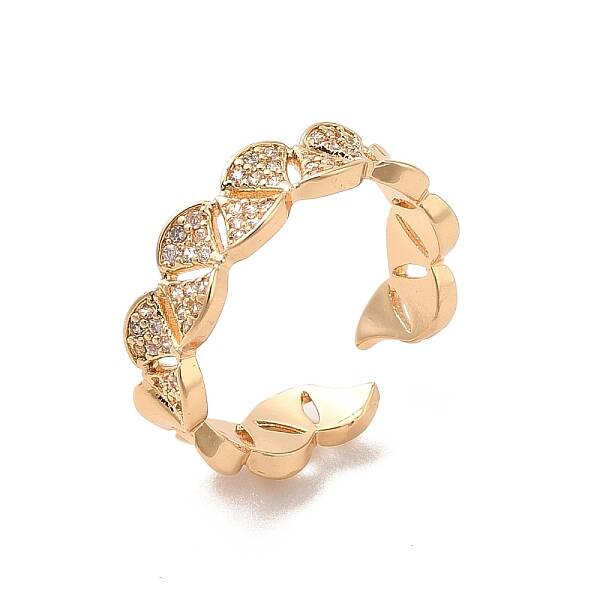 Brass Micro Pave Cubic Zirconia Open Cuff Rings