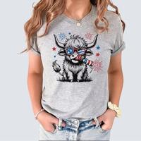 4th Of July T-Shirt, Fourth of July Highland Cow Shirt, America Shirt, Patriotic Shirt, Independence Day Tee Shirt, 4th July ...