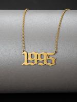 Spring Street Style Birth Year Number Charm Necklace, Trendy Stainless Steel Charm Necklace, Fashionable Vintage Summer Fall ...