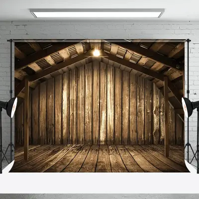 Aperturee Lighted Rustic Brown Wooden Barn Scene Photo Backdrop, 3X2FT(1MX0.6M), 14 USD, wood backdrops, NYHD9I79-M