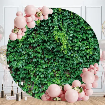 Aperturee Dark Green Custom Round Birthday Party Backdrop