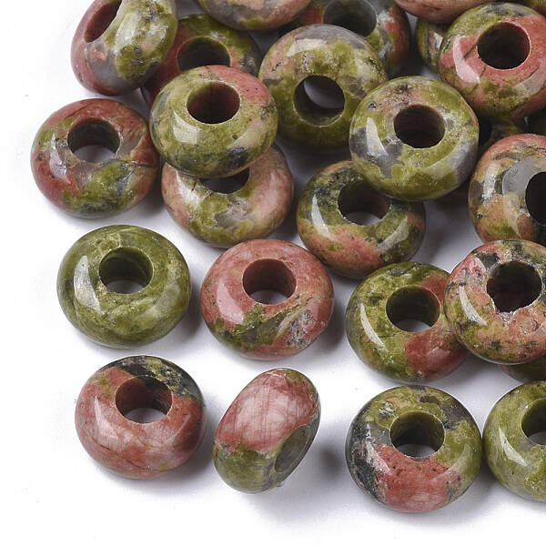 Natural Unakite European Beads