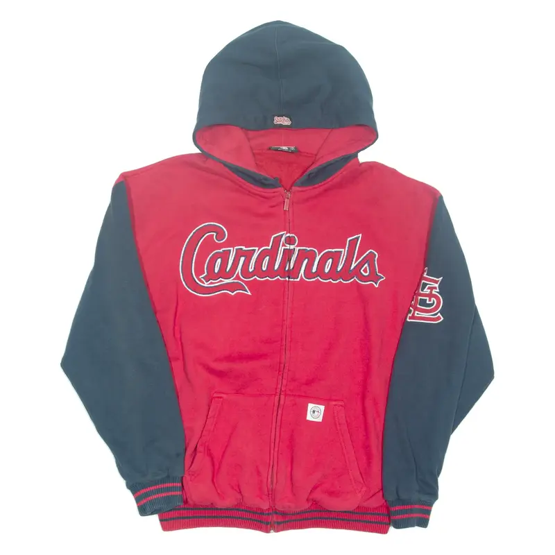 STITCHES Cardinals Mens Red Hoodie Full Zip USA L