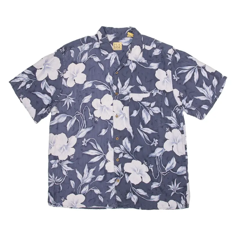 Mens Shirt Blue Silk Floral M