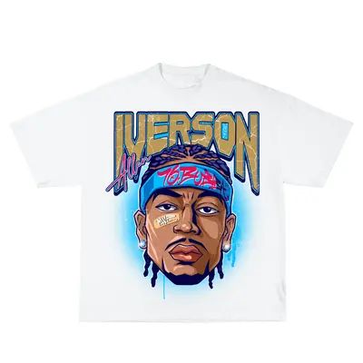 Allen Iverson Inspired Vintage Graphic T-shirt Heavy Cotton Tee Basketball 90 s Styled Shirt Hiphop Vibes Y2K Aesthetic Throw...