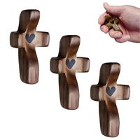 3Pcs Wooden Cross Decorations, Cross Fidget for Anxiety Relief, Multi-functional Spiritual Symbols for Home and Office, Great...