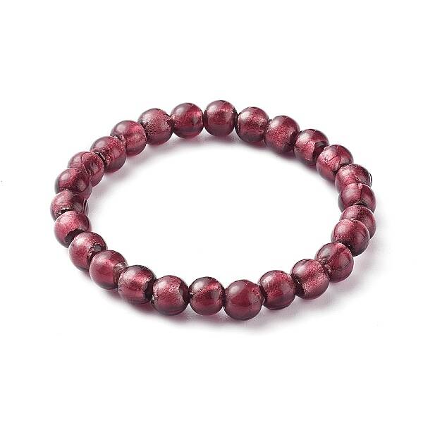 Handmade Silver Foil Glass Beaded Stretch Bracelets