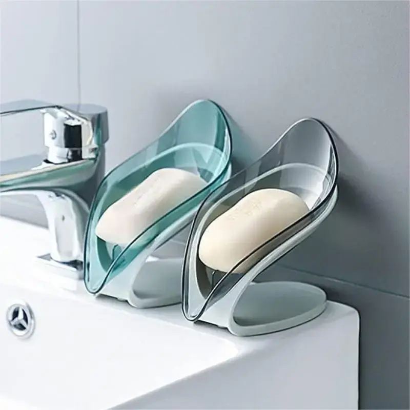 Soap Tray Holder, 2pcs Self-draining Leaf-shaped Soap Bar Holder, Bathroom Accessories Modern Simple Durable Soap Storage Ra...
