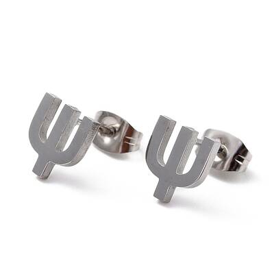 Tarnish Resistant 304 Stainless Steel Greek Alphabet Stud Earrings