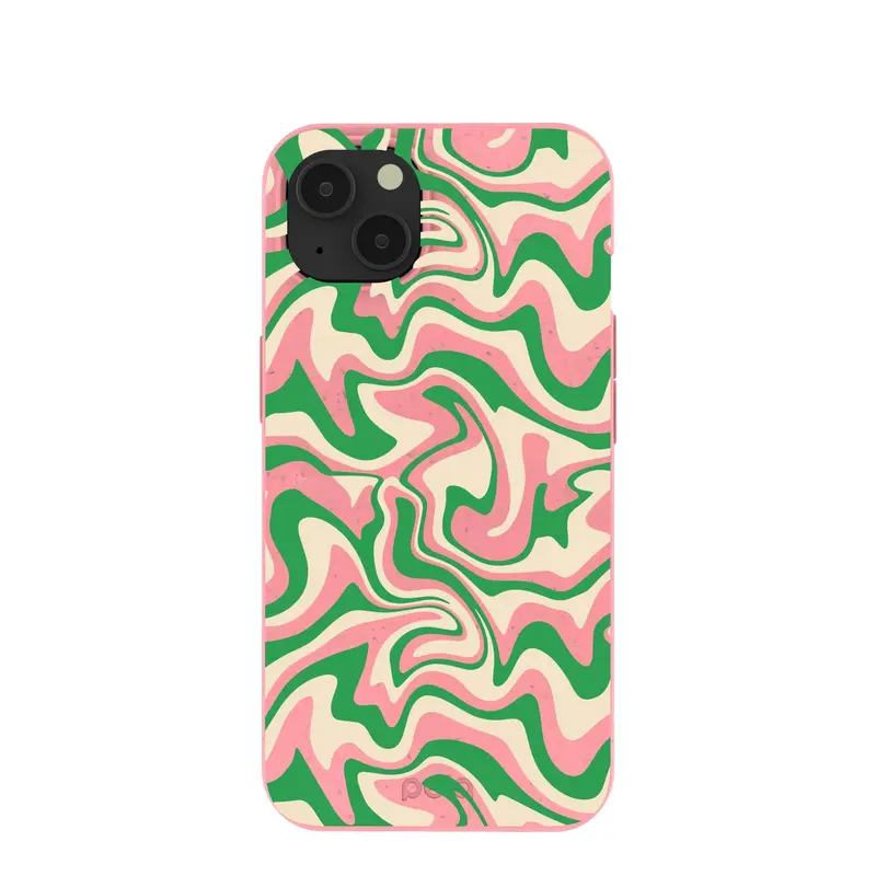 Bubblegum Pink Funky Waves iPhone 13 Case