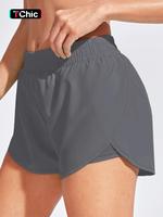 Women's Solid Color Wide Waistband Shorts, Breathable Comfortable Shorts for Yoga Gym Workout Running, Ladies Summer Bottoms,...