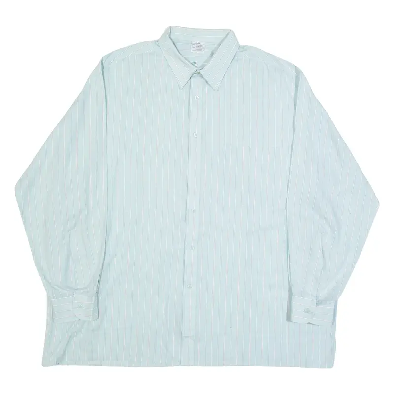 N45 Mens Shirt Blue 90s Striped Long Sleeve XL