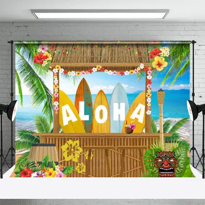 Hawaii Beach Aloha Luau Summer Dance Party Backdrop - Aperturee
