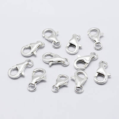 Anti-Tarnish Rhodium Plated 925 Sterling Silver Lobster Claw Clasps