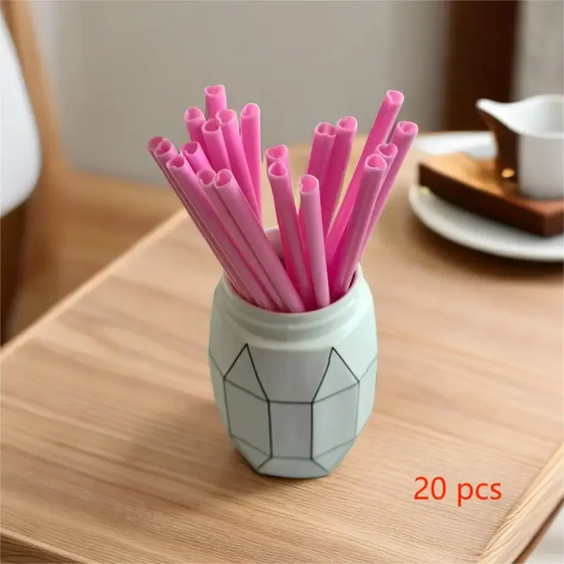 Heart Shaped Straw, 20pcs/set Cute Anti Wrinkle Straw, Disposable Plastic Drinking Straw For Party