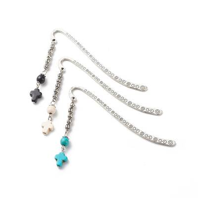 Dyed Synthetic Turquoise Cross Pendants Bookmarks