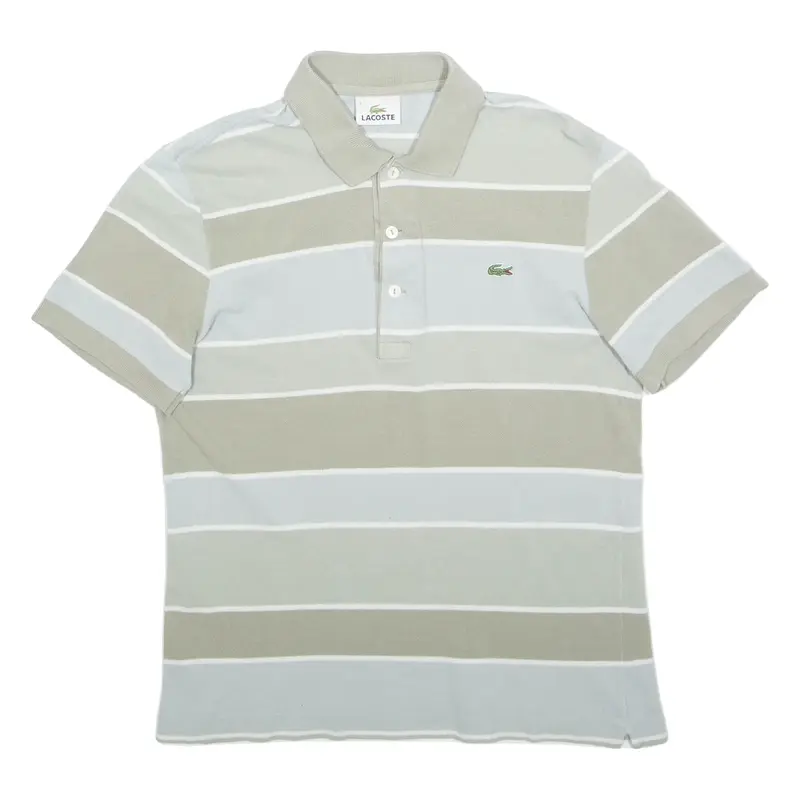 LACOSTE Mens Polo Shirt Blue Striped S