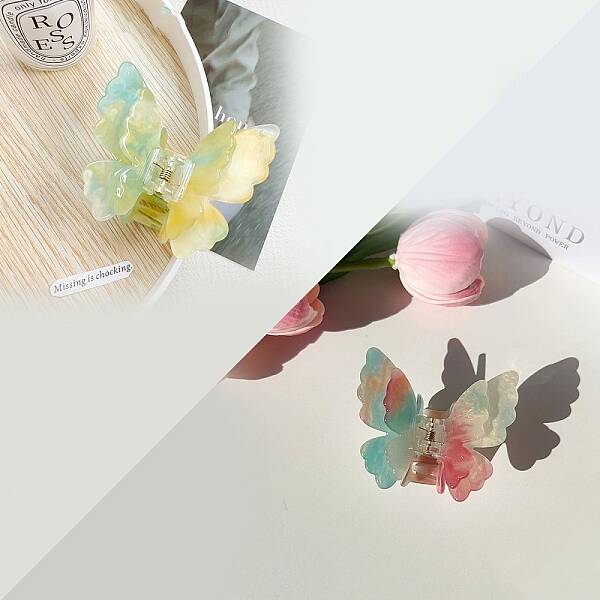 Double Layered Butterfly Acrylic Claw Hair Clips