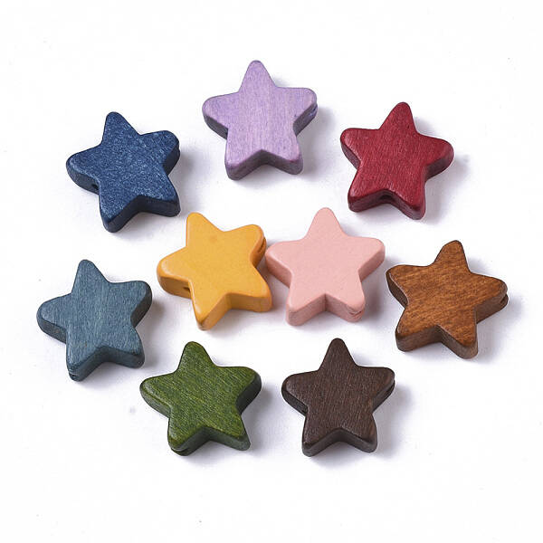 Painted Natural Wood Beads