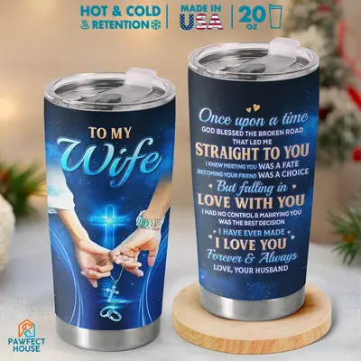 Pawfect House To My Wife 20 Oz Stainless Steel Tumbler, Religious Love Water Bottles For Wife, Christian Anniversary Birthday...