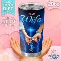 Pawfect House To My Wife 20 Oz Stainless Steel Tumbler, Religious Love Water Bottles For Wife, Christian Anniversary Birthday...