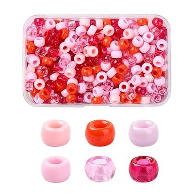 480Pcs 6 Colors Opaque & Transparent Plastic Beads