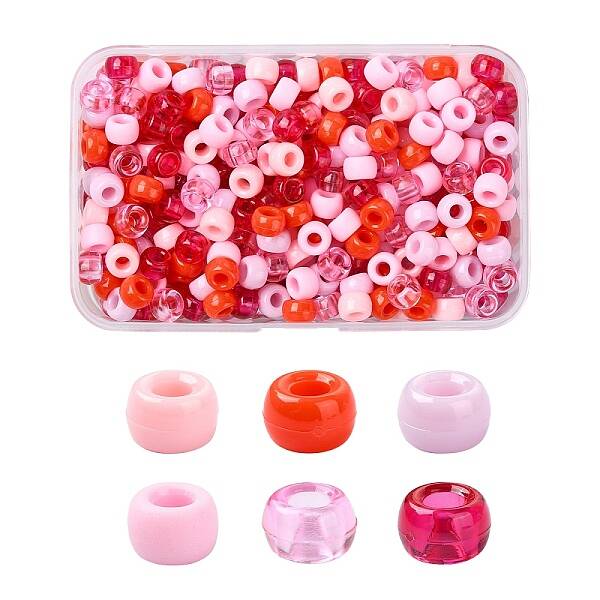 480Pcs 6 Colors Opaque & Transparent Plastic Beads