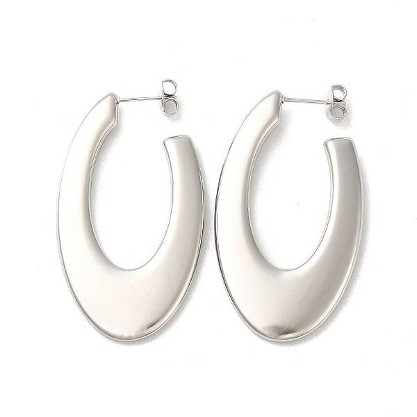 Non-Tarnish 304 Stainless Steel Oval Stud Earrings