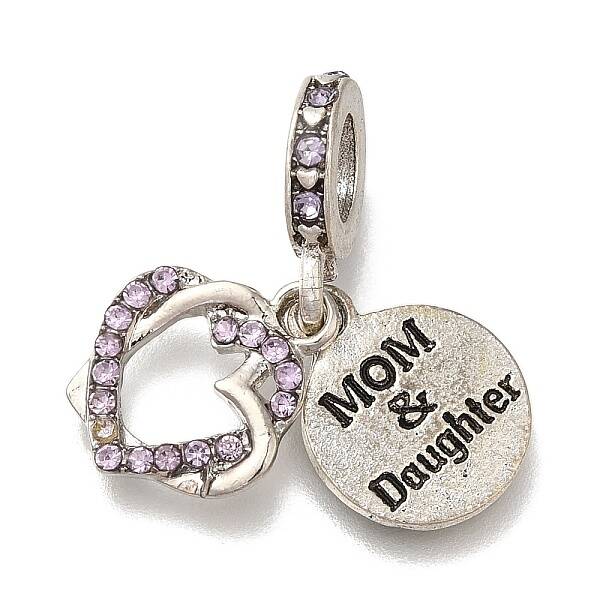 Rack Plating Alloy Rhinestone European Dangle Charms