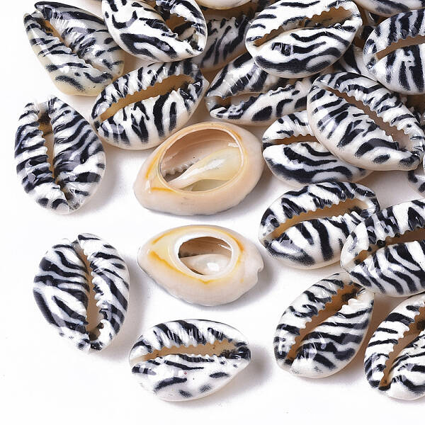 Printed Natural Cowrie Shell Beads