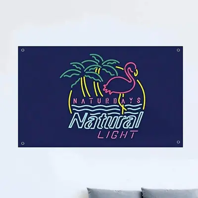 Natural Light Banner Flag, 1 Count Creative Neon Sign Pattern Flag Without Pole, Decorative Flag for Outdoor Garden Yard