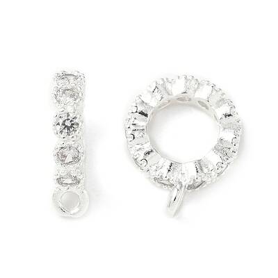 Brass Micro Pave Clear Cubic Zirconia Tube Bails