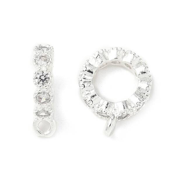 Brass Micro Pave Clear Cubic Zirconia Tube Bails