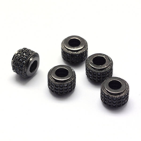 Rack Plating Brass Cubic Zirconia European Beads